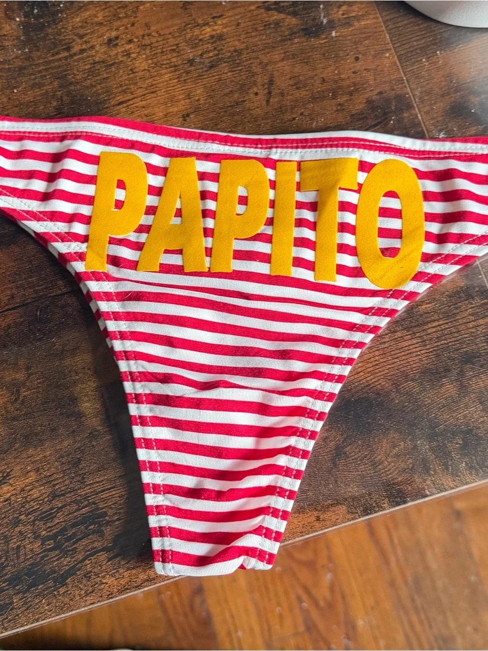 Papito men's pack of 3 Striped Bikini Bottoms - Black & White with Yellow Logo